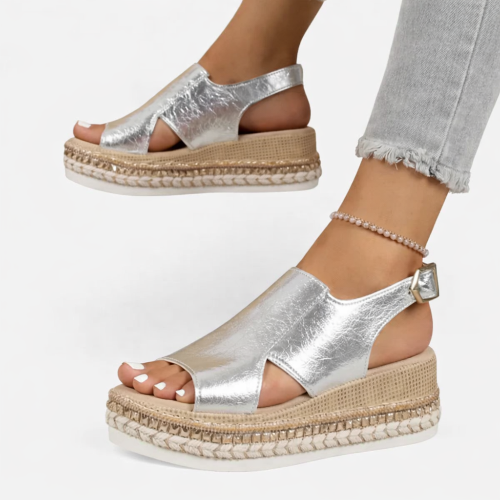 Women's Metallic Wedge Sandals UK – Summer Comfort | The Solene | Huna