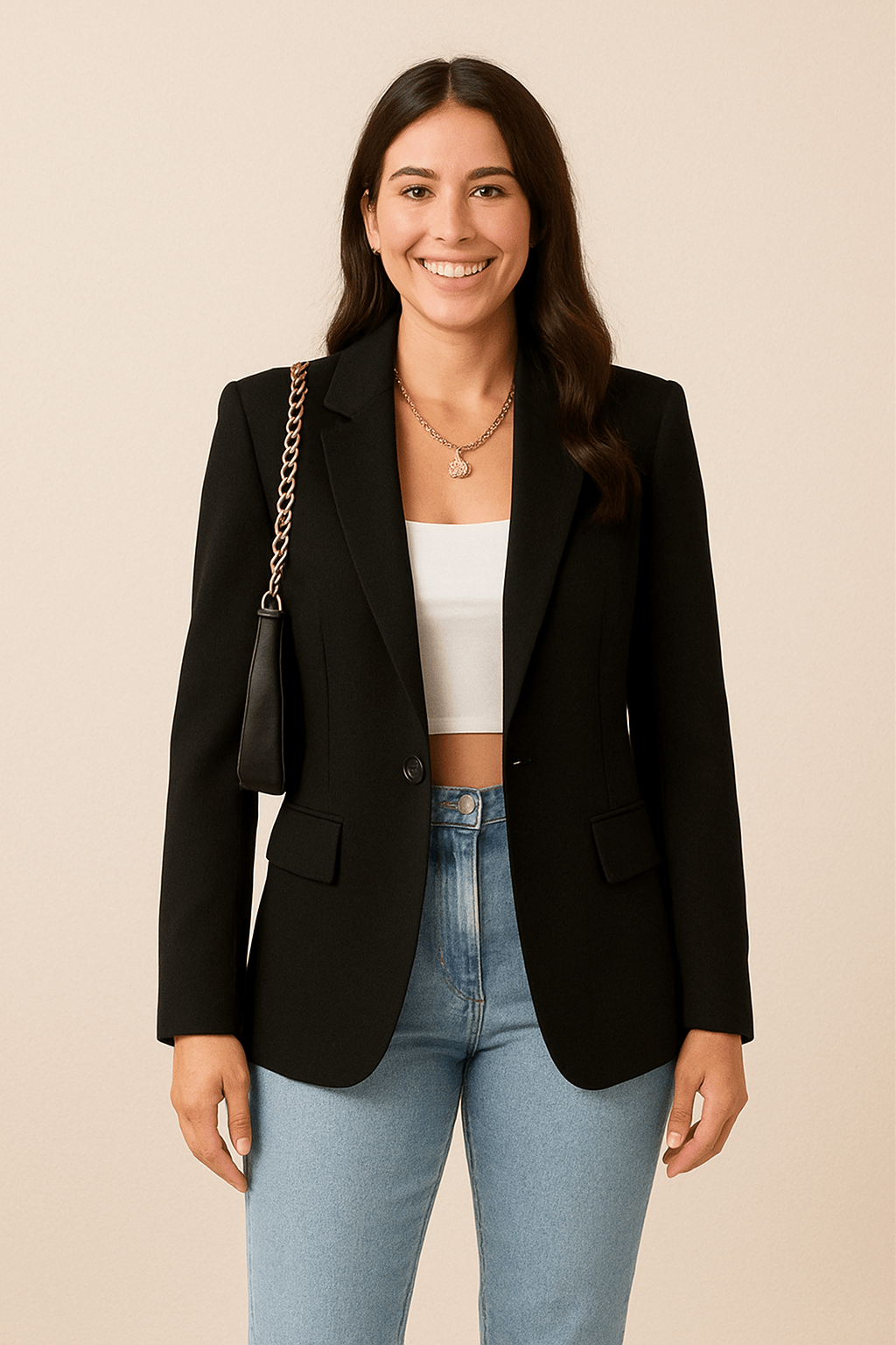 Women's Tailored Black Blazer UK – Elegant Layered Cocktail | The Guinevere | Huna