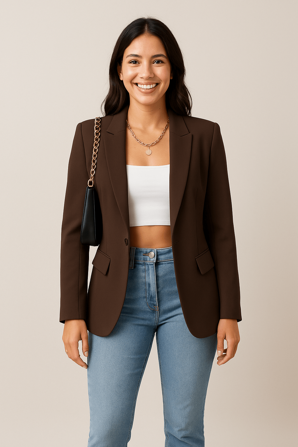 Women's Tailored Black Blazer UK – Elegant Layered Cocktail | The Guinevere | Huna