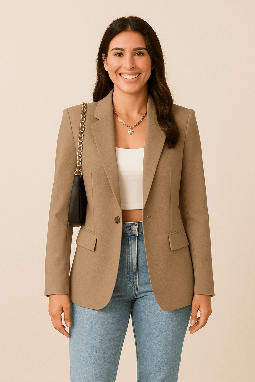 Women's Tailored Black Blazer UK – Elegant Layered Cocktail | The Guinevere | Huna