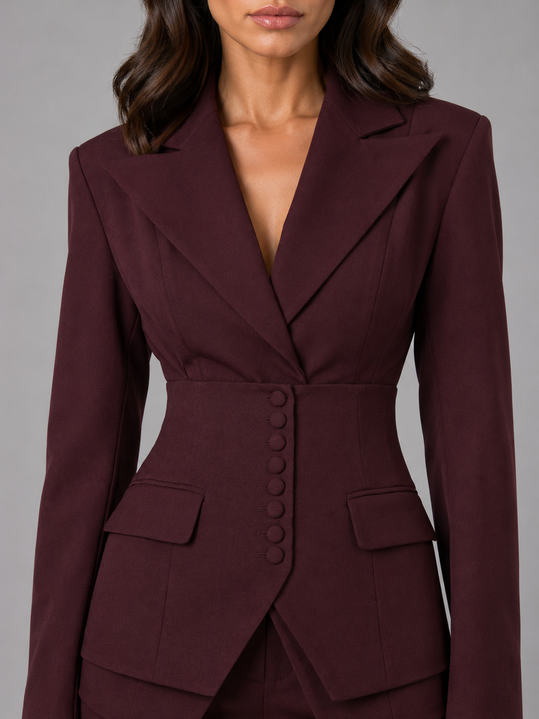 Women's Tailored Trouser Suit UK – cinched waist wide leg, view 3