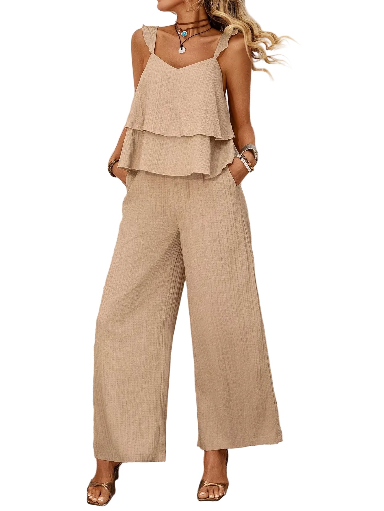 Women's Tiered Two Piece Set – Wide Leg Co-ord | The Wren | Huna