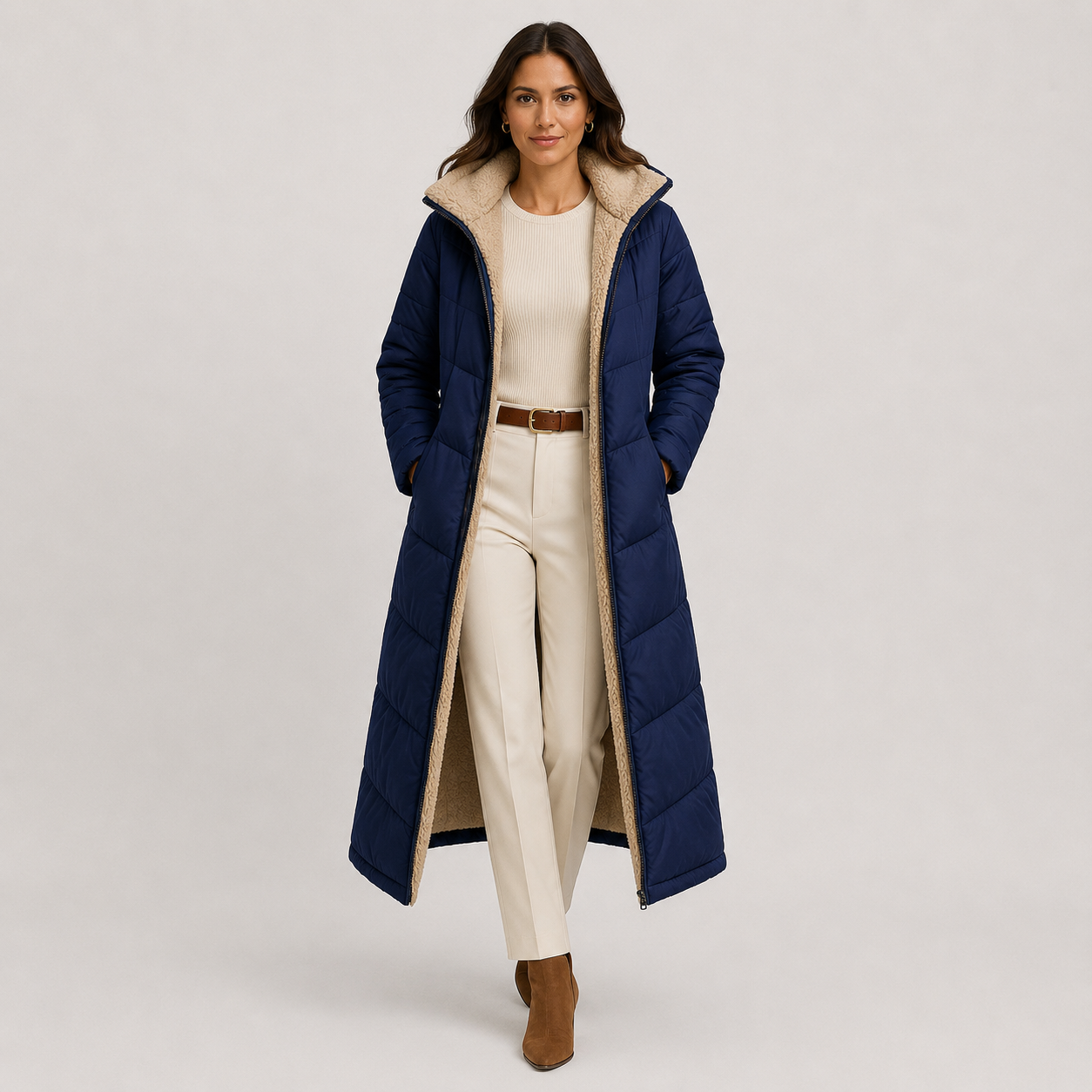 Women's Warm Long Hooded Winter Coat with Plush Lining 4