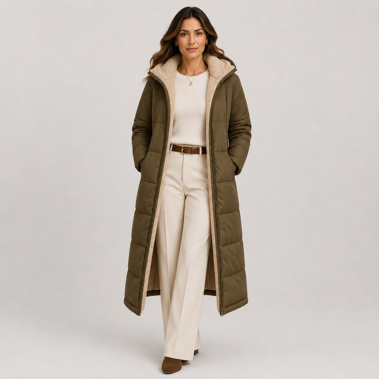 Women's Warm Long Hooded Winter Coat with Plush Lining 5