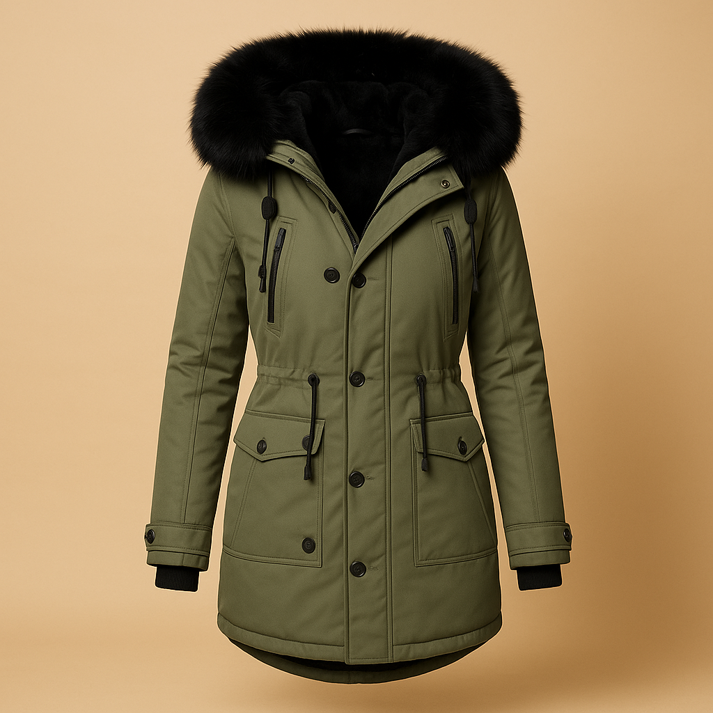 Women's Waterproof Faux Fur Coat UK – Stylish Long Puffer Winter | The Sabelle | Huna