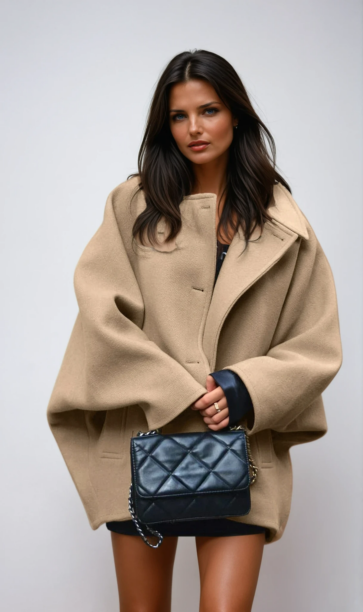 Women's Wool Blend Overcoat UK – Elegant Oversized Winter | The Zaria | Huna
