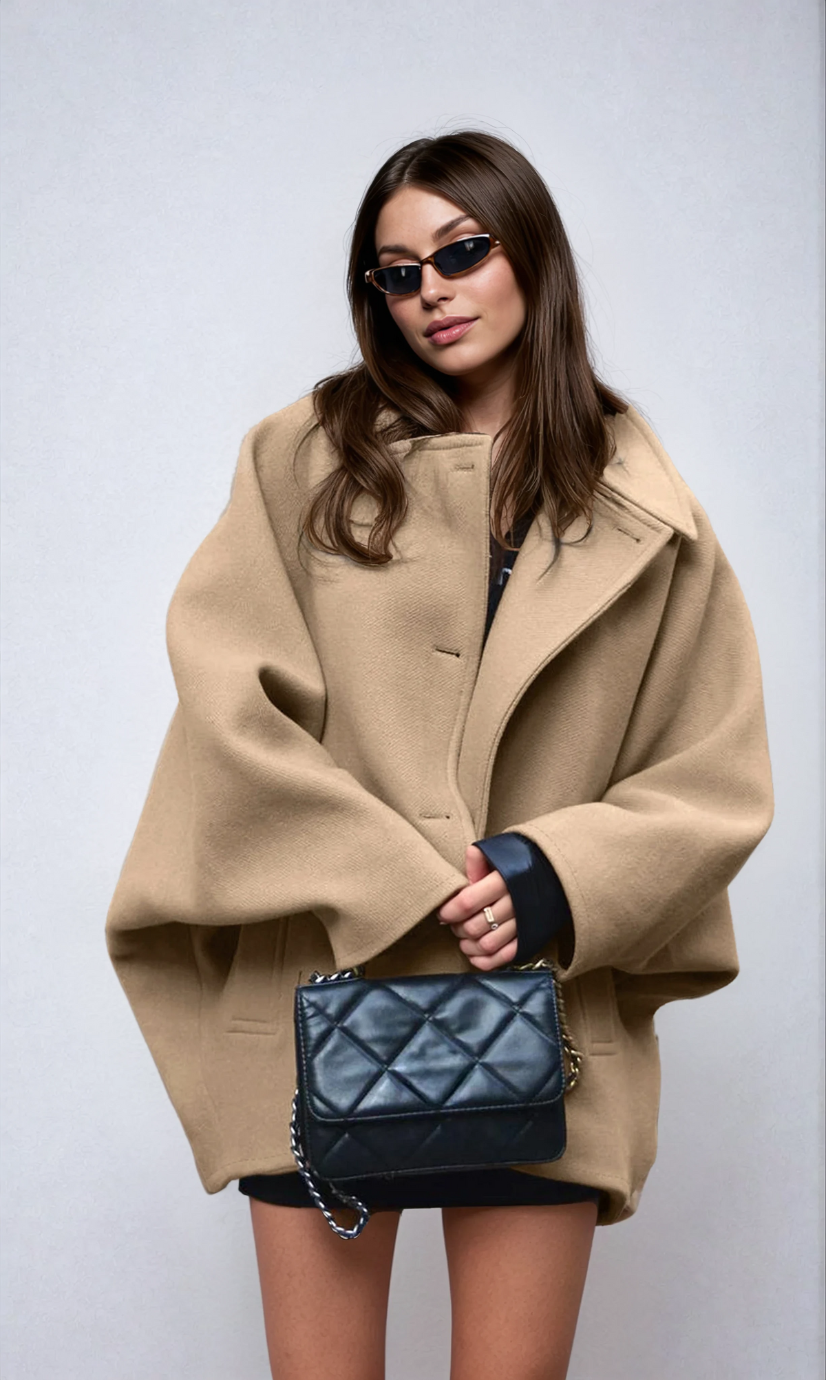 Women's Wool Blend Overcoat UK – Elegant Oversized Winter | The Zaria | Huna