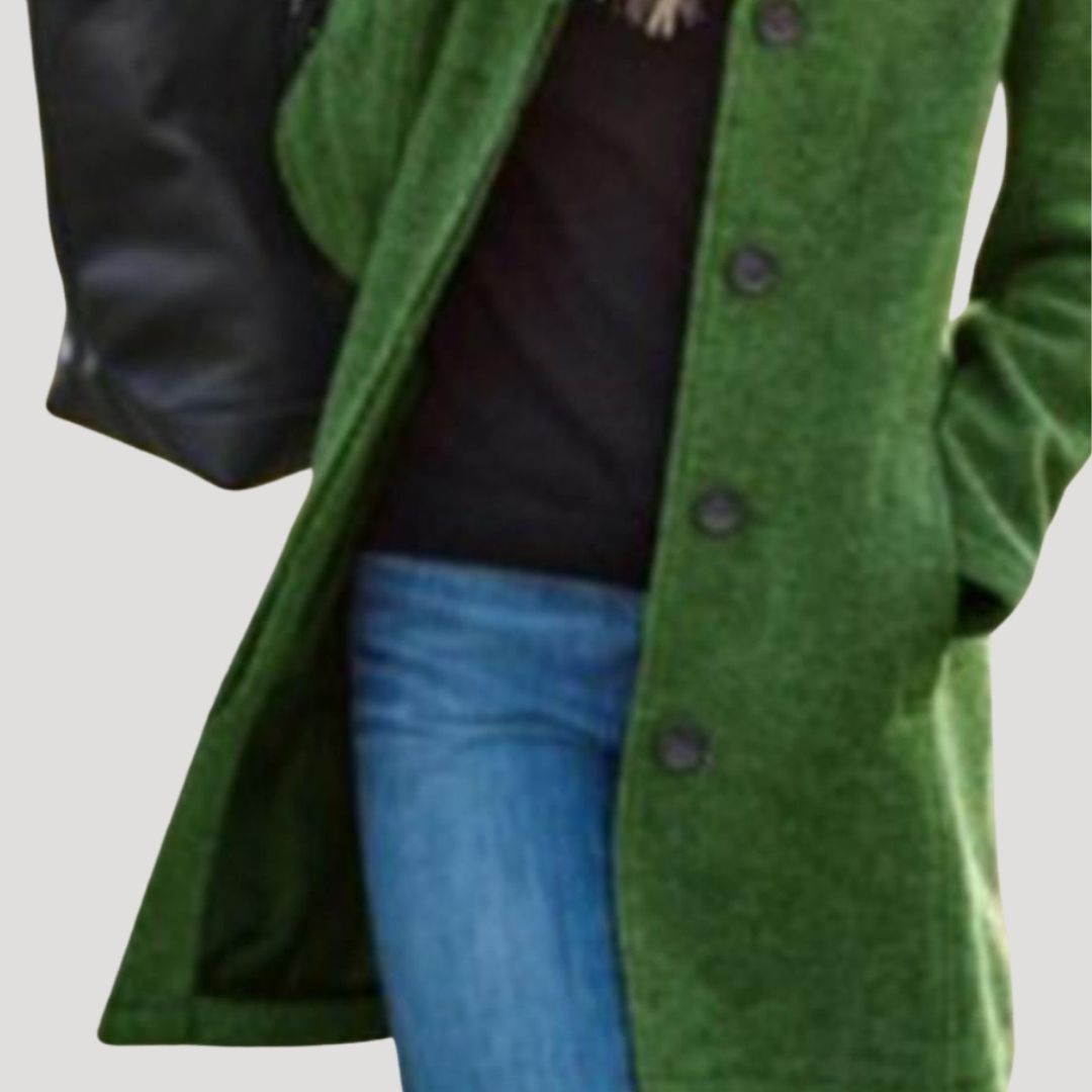 Women's Wool Blend Winter Coat UK – Tailored Mid-Thigh | The Rosalind | Huna