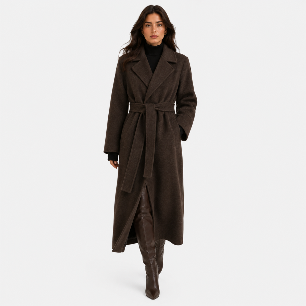 Women's Wrap Coat with Belt UK – Classic Cold Weather | The Kessia | Huna