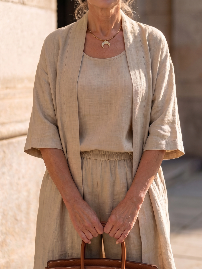 Women's Three Piece Set – Relaxed Top & Trouser Co-ord | The Yael | Huna