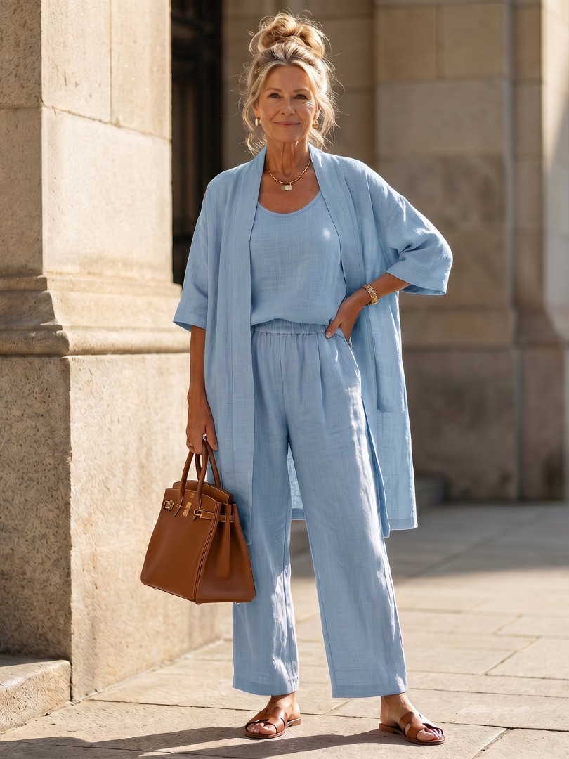 Women's Three Piece Set – Relaxed Top & Trouser Co-ord | The Yael | Huna