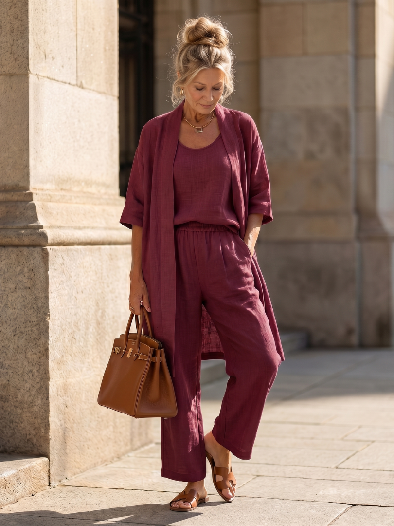 Women's Three Piece Set – Relaxed Top & Trouser Co-ord | The Yael | Huna