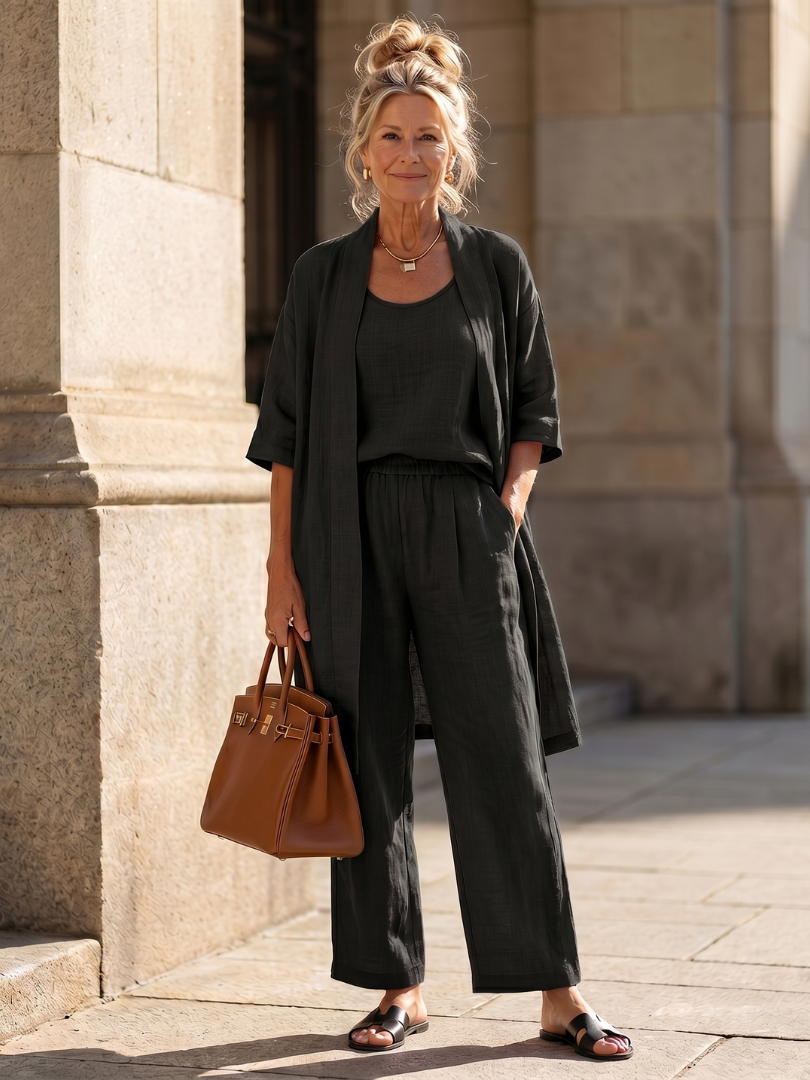 Women's Three Piece Set – Relaxed Top & Trouser Co-ord | The Yael | Huna