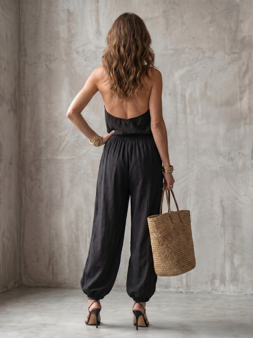 Women's Two Piece Set – Drape Neck & Wide Leg Co-ord | The Yvaine | Huna