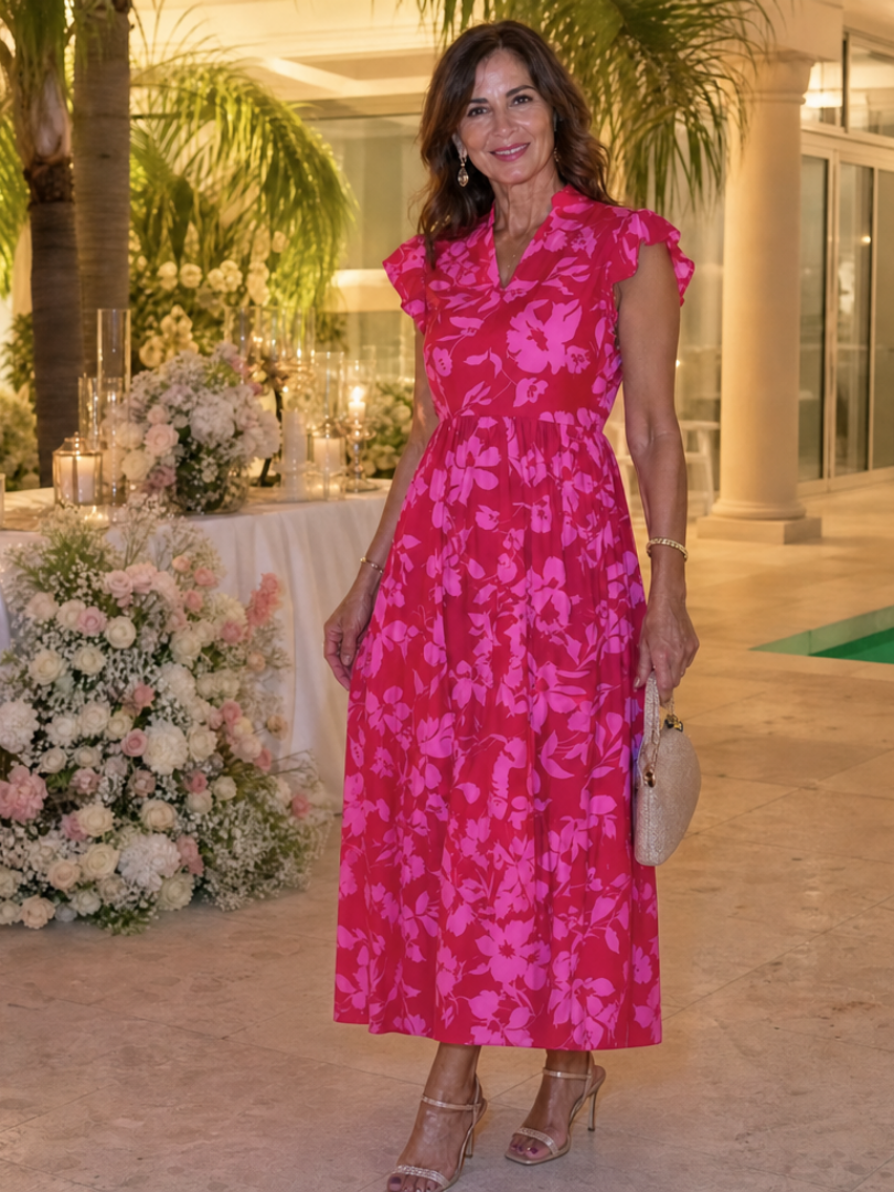 The Zame – Women's Wedding Guest Midi Dress | Huna