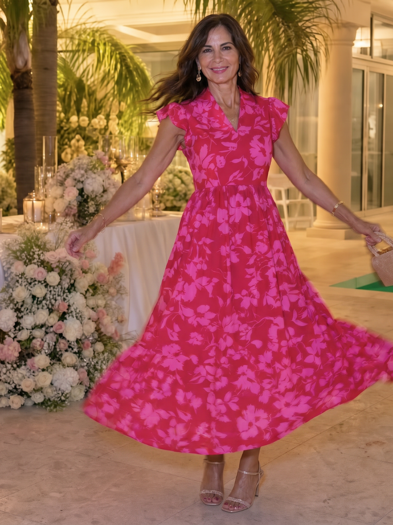The Zame – Women's Wedding Guest Midi Dress | Huna