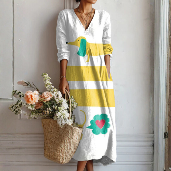 The Zoe – Women's Geometric Print Midi Dress | Huna