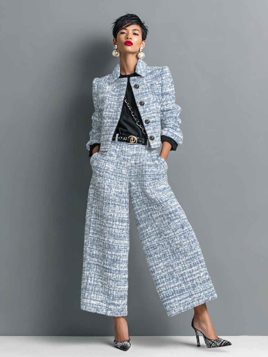 Women's Tweed Two Piece Set UK – business style, view 3