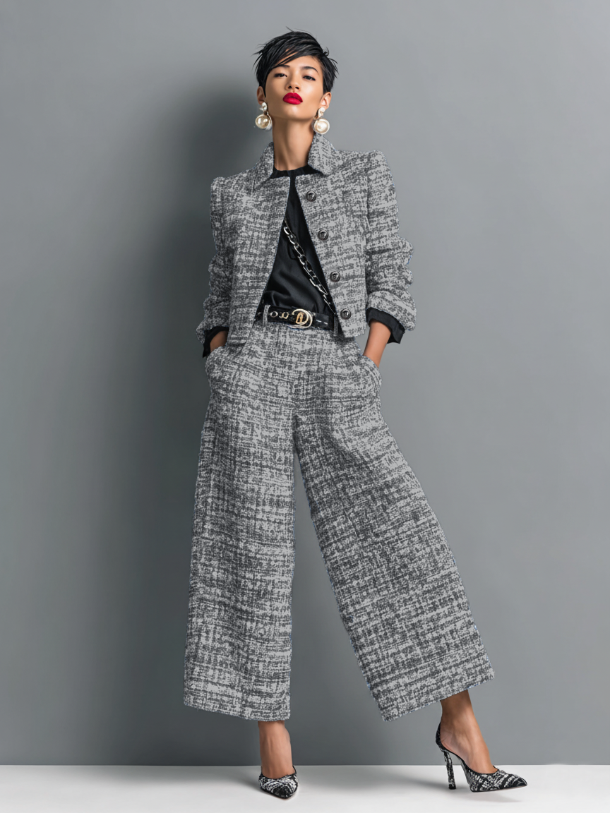 Women's Tweed Two Piece Set UK – business style, view 1