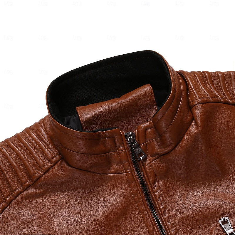 Men's pu leather biker jacket – The Chandler by Huna – view 4