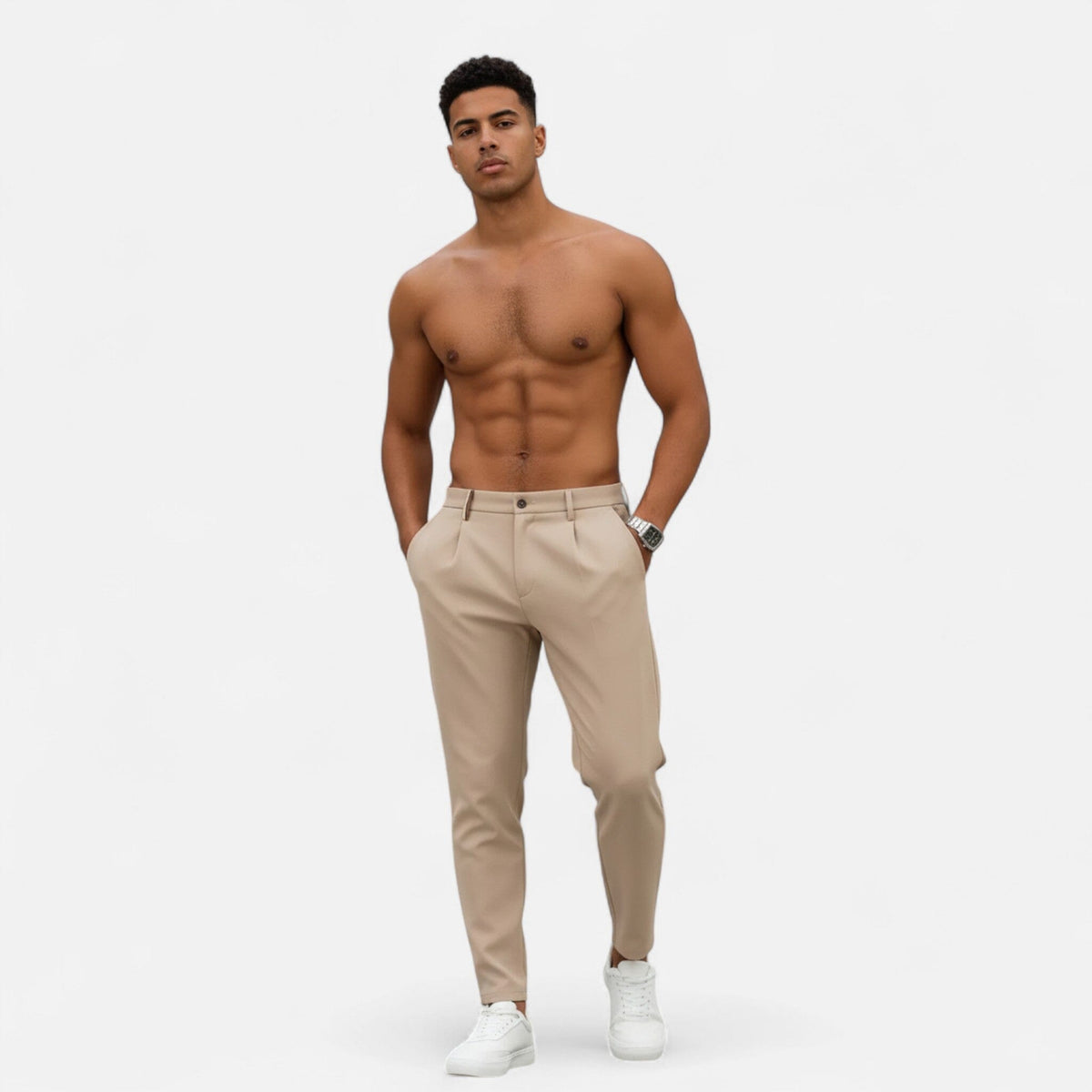 Men's pleated work trousers – The Oswald by Huna – product view 2