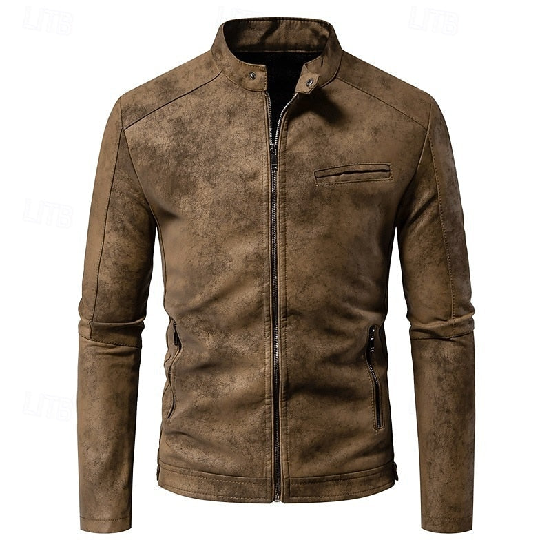 Men's pu leather biker jacket – The Chase by Huna – view 1