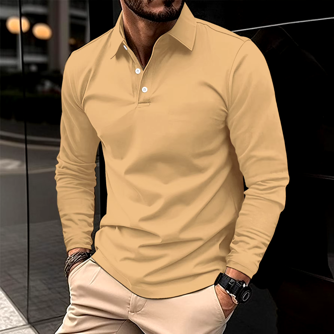 Men's long-sleeve polo shirt – The Luca by Huna – view 7