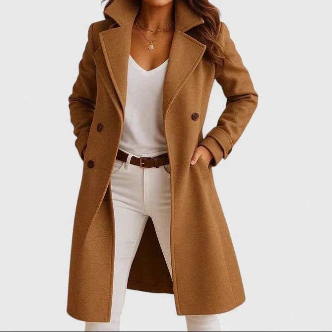 Women's Double-Breasted Coat UK – notch-lapel tailoring, view 1