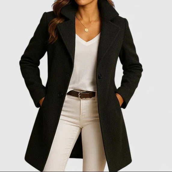 Women's Double-Breasted Coat UK – notch-lapel tailoring, view 2
