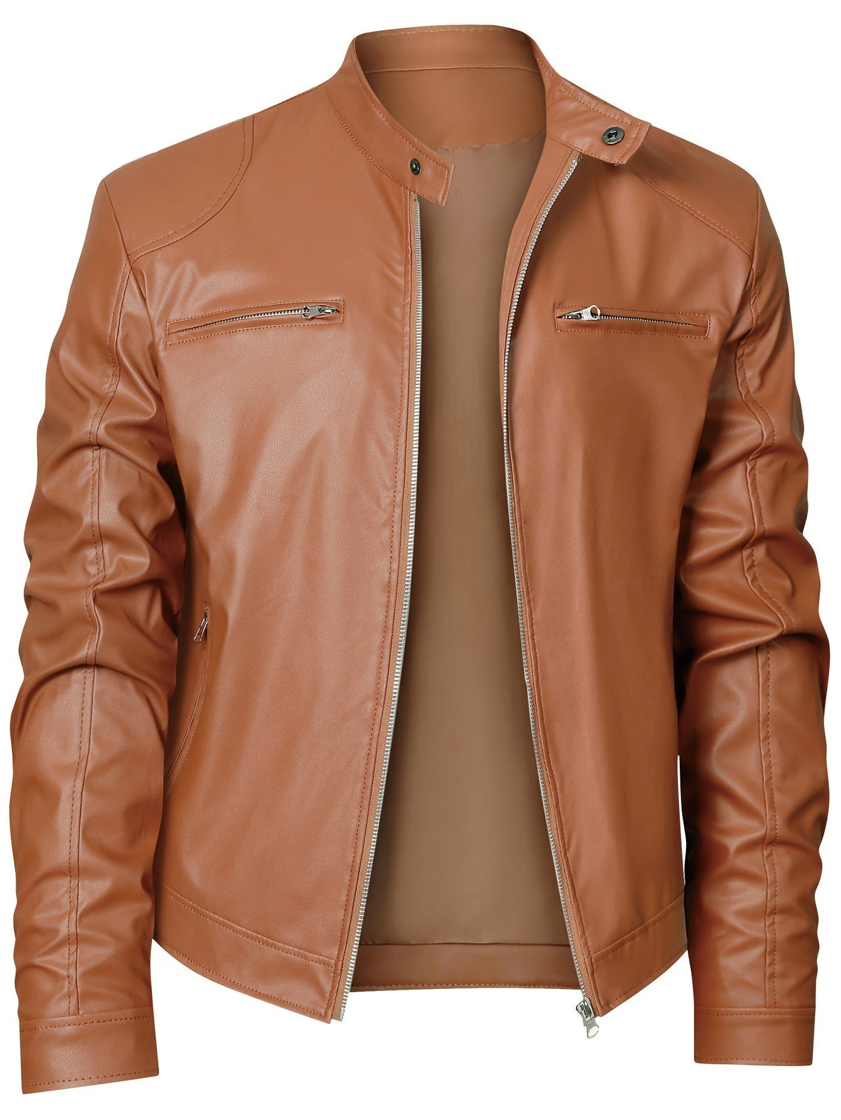 Men's pu leather moto jacket – The Roman by Huna – view 2