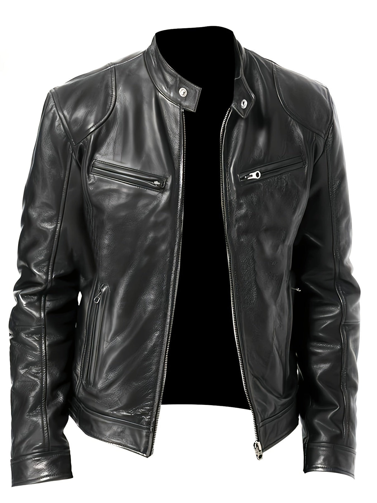 Men's pu leather moto jacket – The Bryson by Huna – view 2