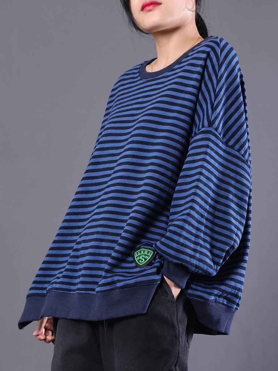 Women's Plus Size Cotton Sweatshirt – patterned relaxed layer, view 9 | The Zephyra | Huna