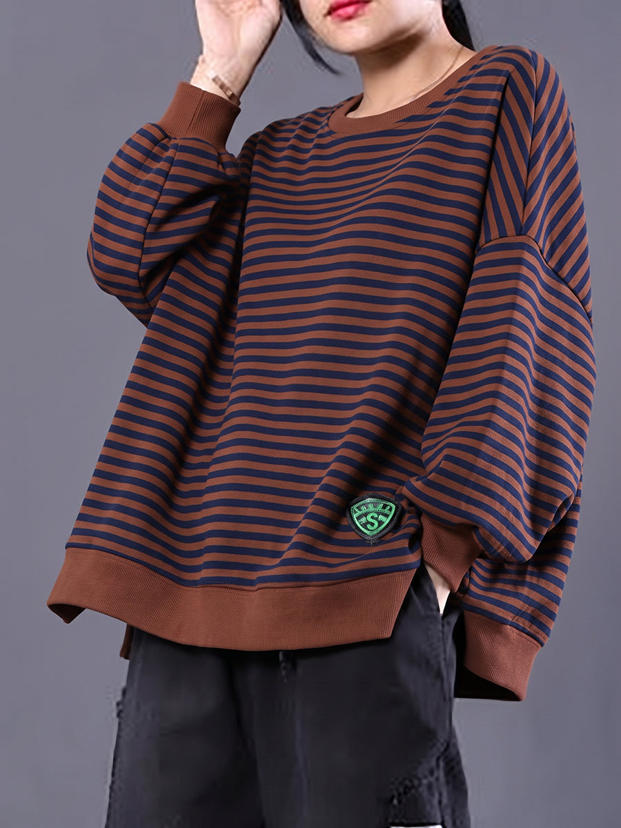 Women's Plus Size Cotton Sweatshirt – patterned relaxed layer, view 11 | The Zephyra | Huna