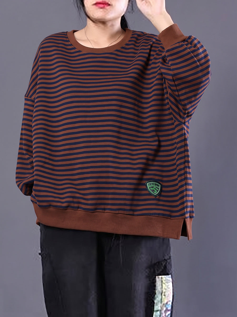 Women's Plus Size Cotton Sweatshirt – patterned relaxed layer, view 7 | The Zephyra | Huna