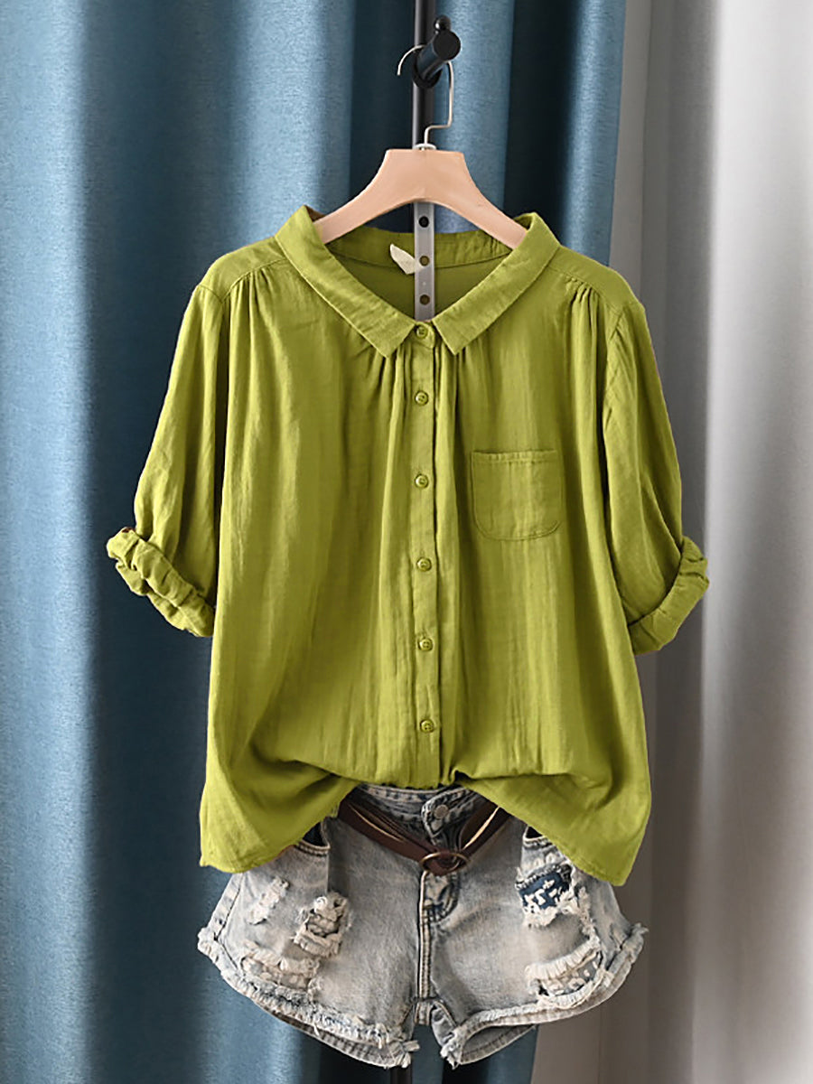 Women's Plus Size Cotton Top – round neck short or long sleeve, view 13 | The Calanthe | Huna
