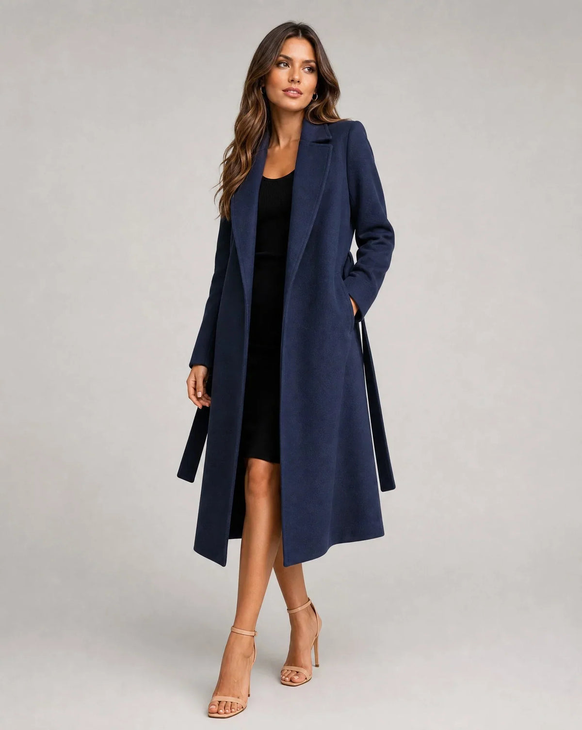 Women's Notch Lapel Trench Coat UK – tailored belted fit, view 1