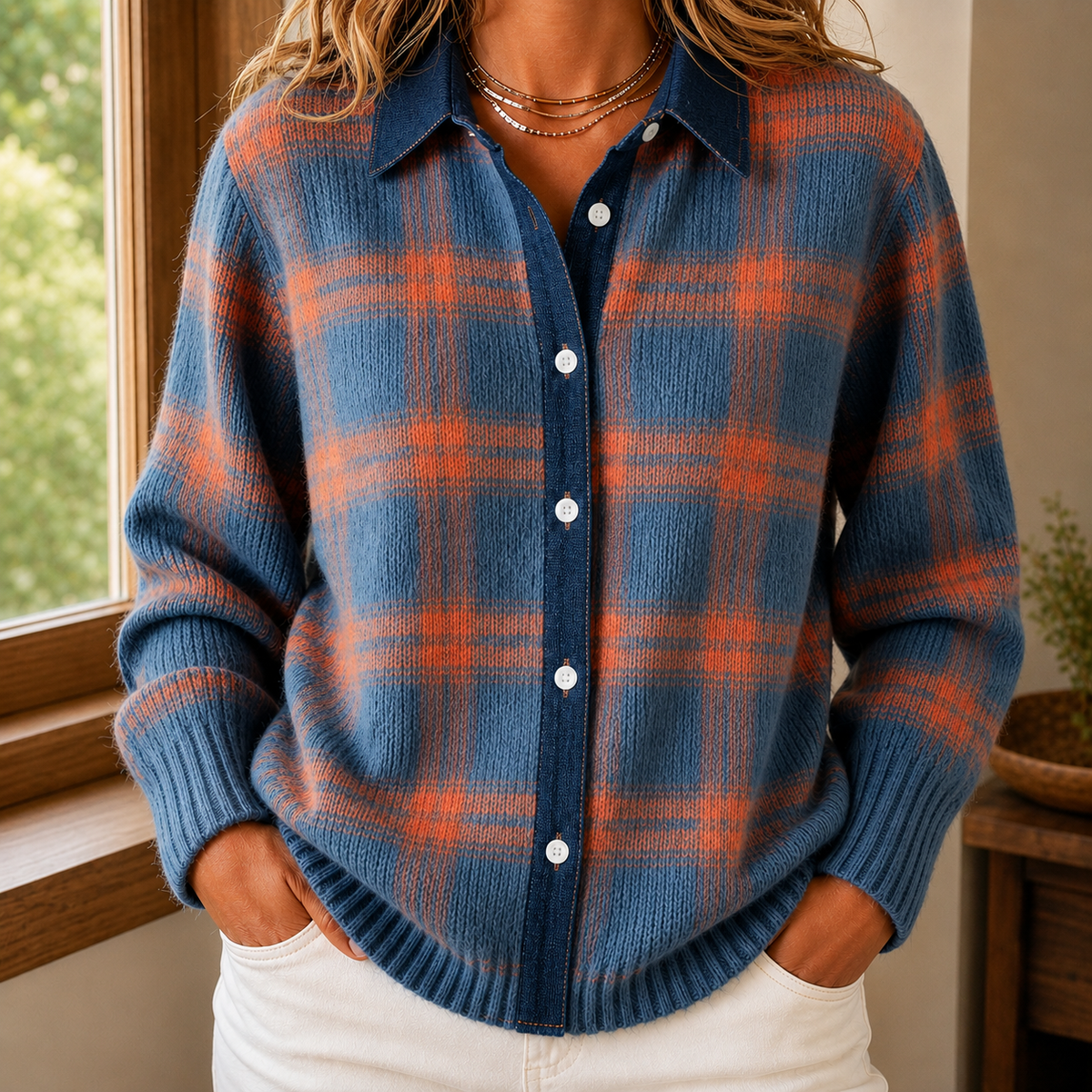 Women's Checked Jumper UK – heritage pattern, view 1