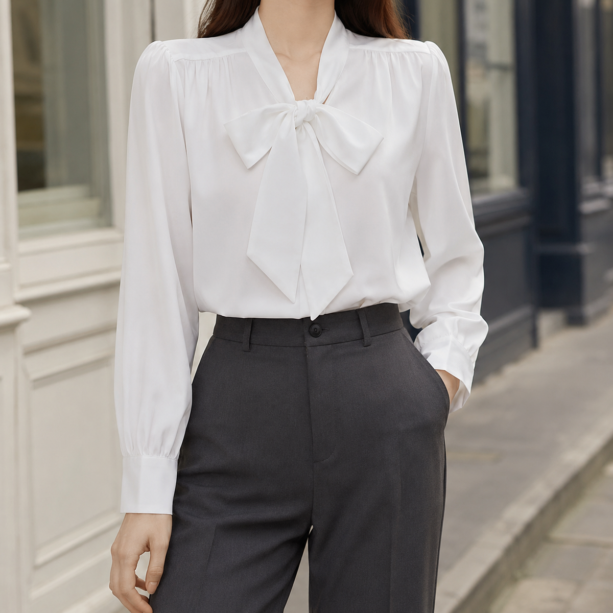 Women's Bow Blouse UK – Long Sleeve – The Ariettine – image 1