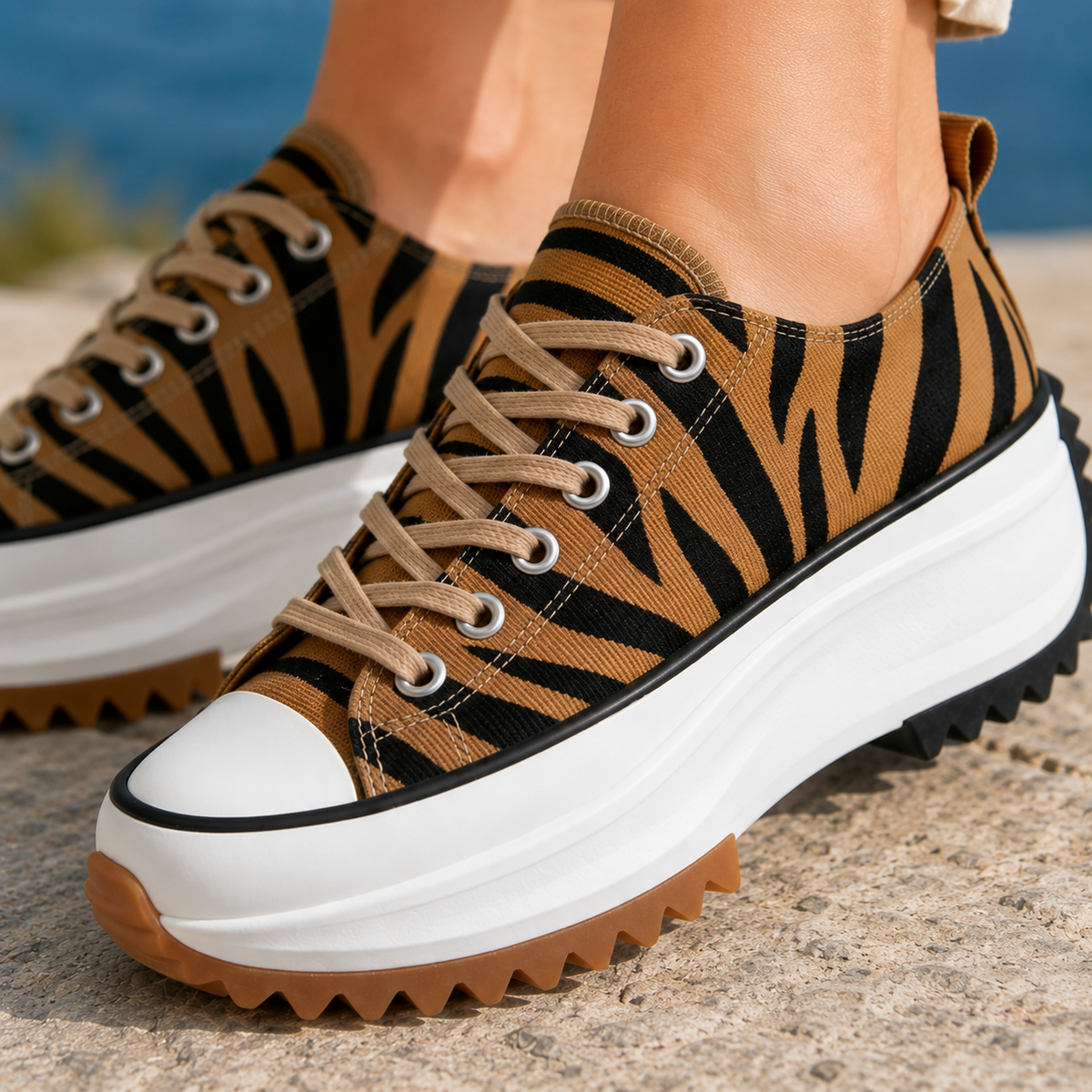 Women's Platform Trainers – lugged contrast sole, view 1 | The Nephele | Huna