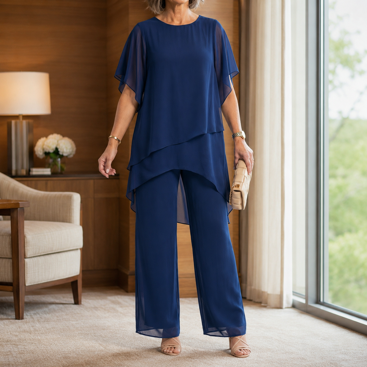 Women's Asymmetric Trouser Set UK – Elegant Co-ord – The Evelisse – image 1