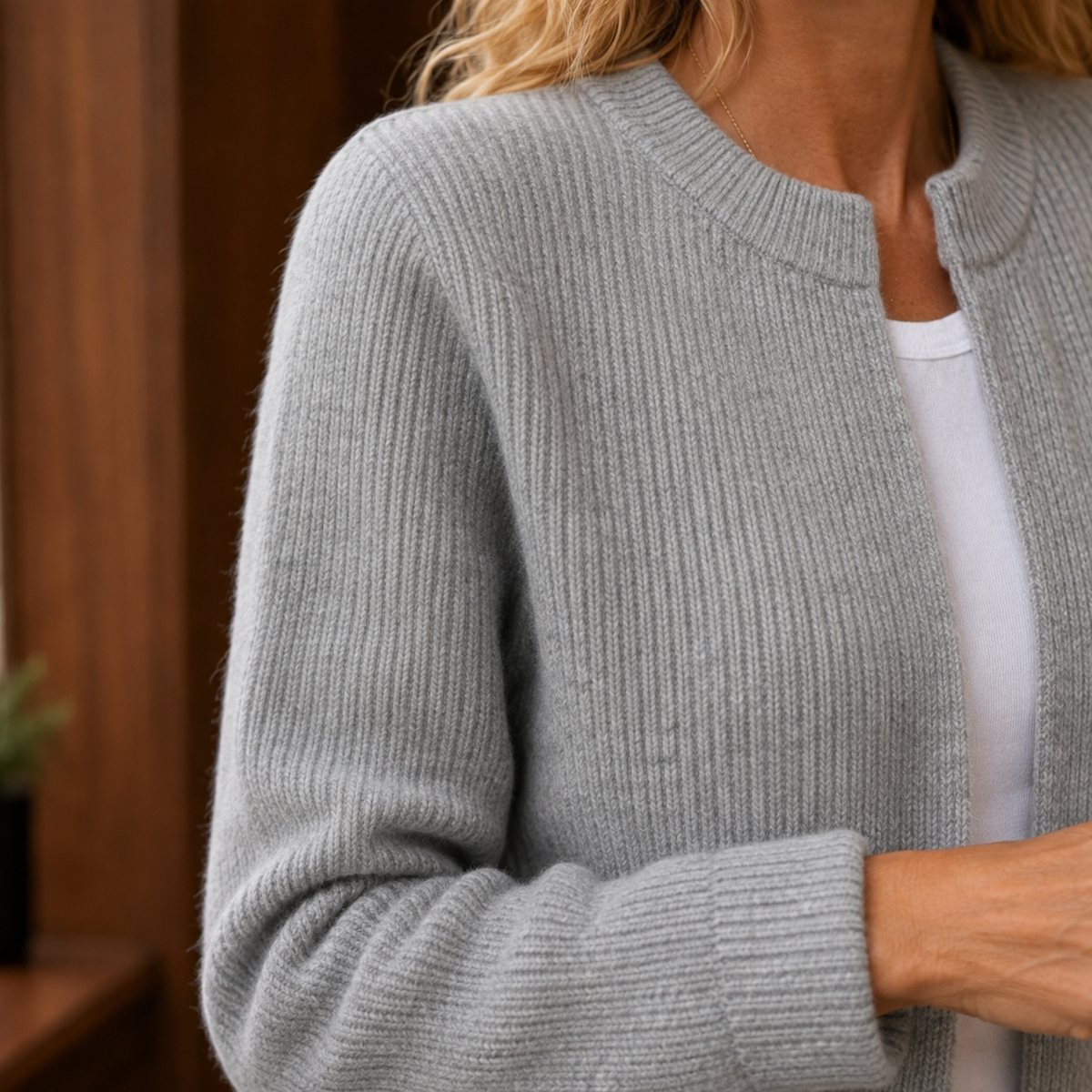 Women's Ribbed Cardigan UK – Button Front – The Rosamonde – image 2