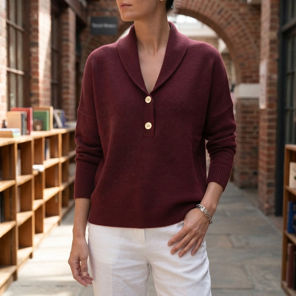 Women's Shawl Collar Jumper UK – Relaxed Knit – The Maudeline – image 3
