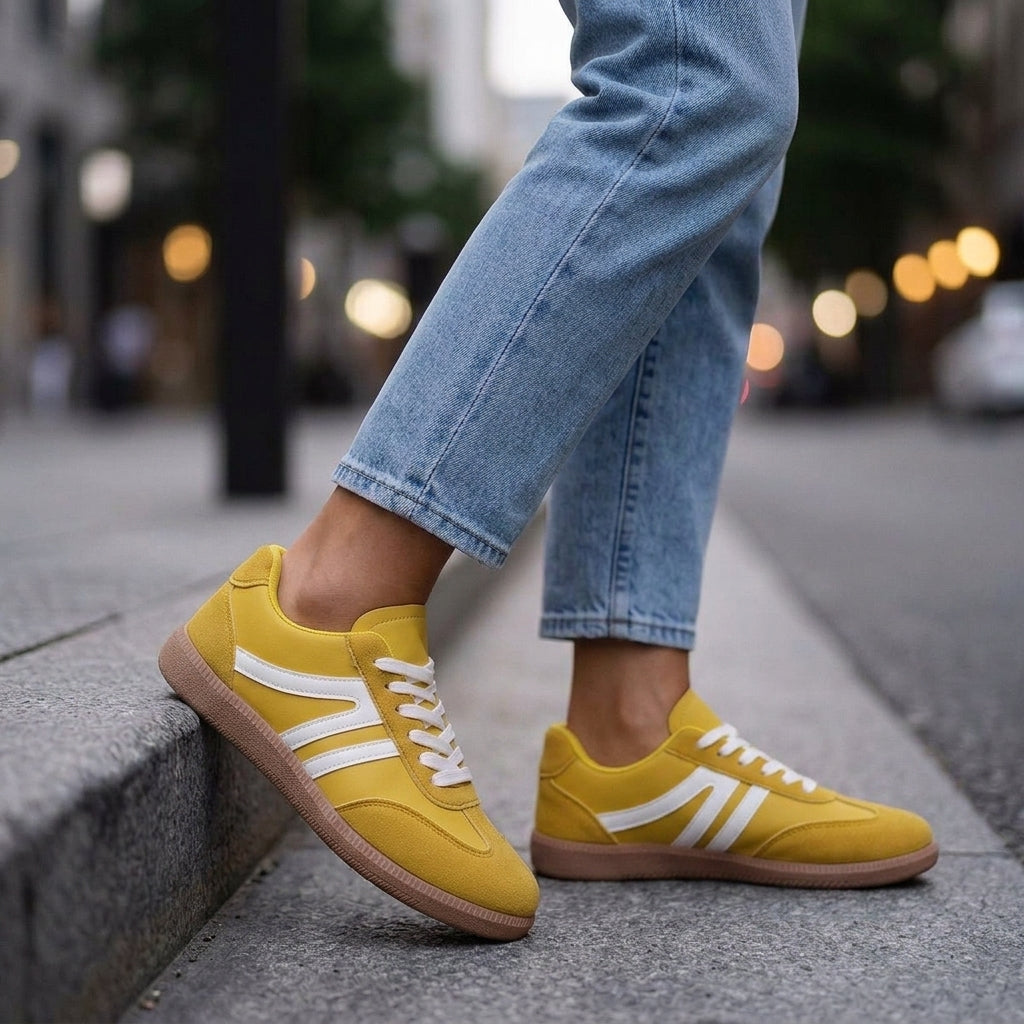 Women's Retro Trainers – mixed-finish gum sole, view 3 | The Keturah | Huna