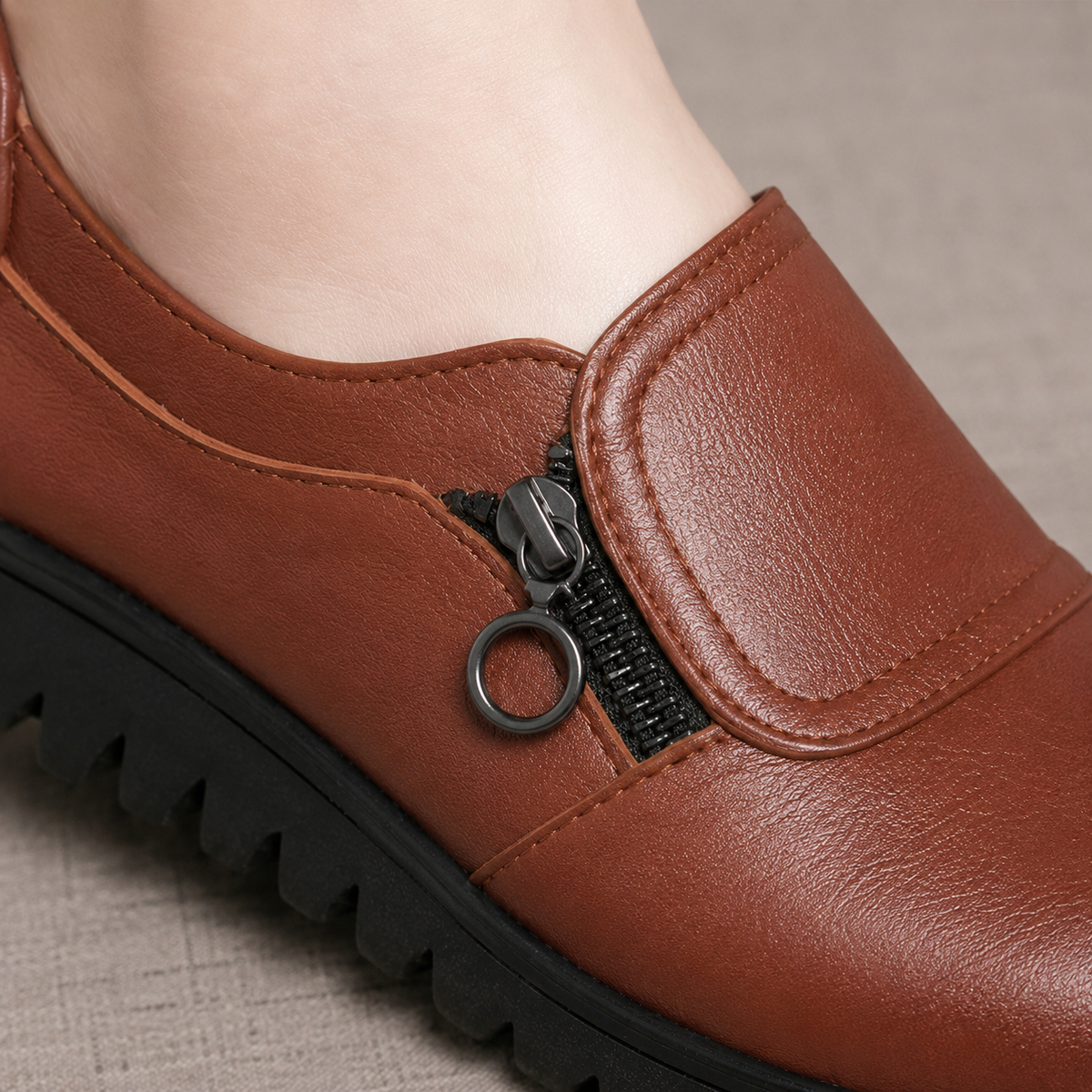 Women's Comfort Zip Shoes – padded closed toe, view 3 | The Lavinia | Huna