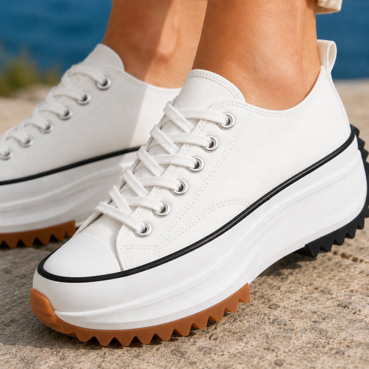 Women's Platform Trainers – lugged contrast sole, view 4 | The Nephele | Huna