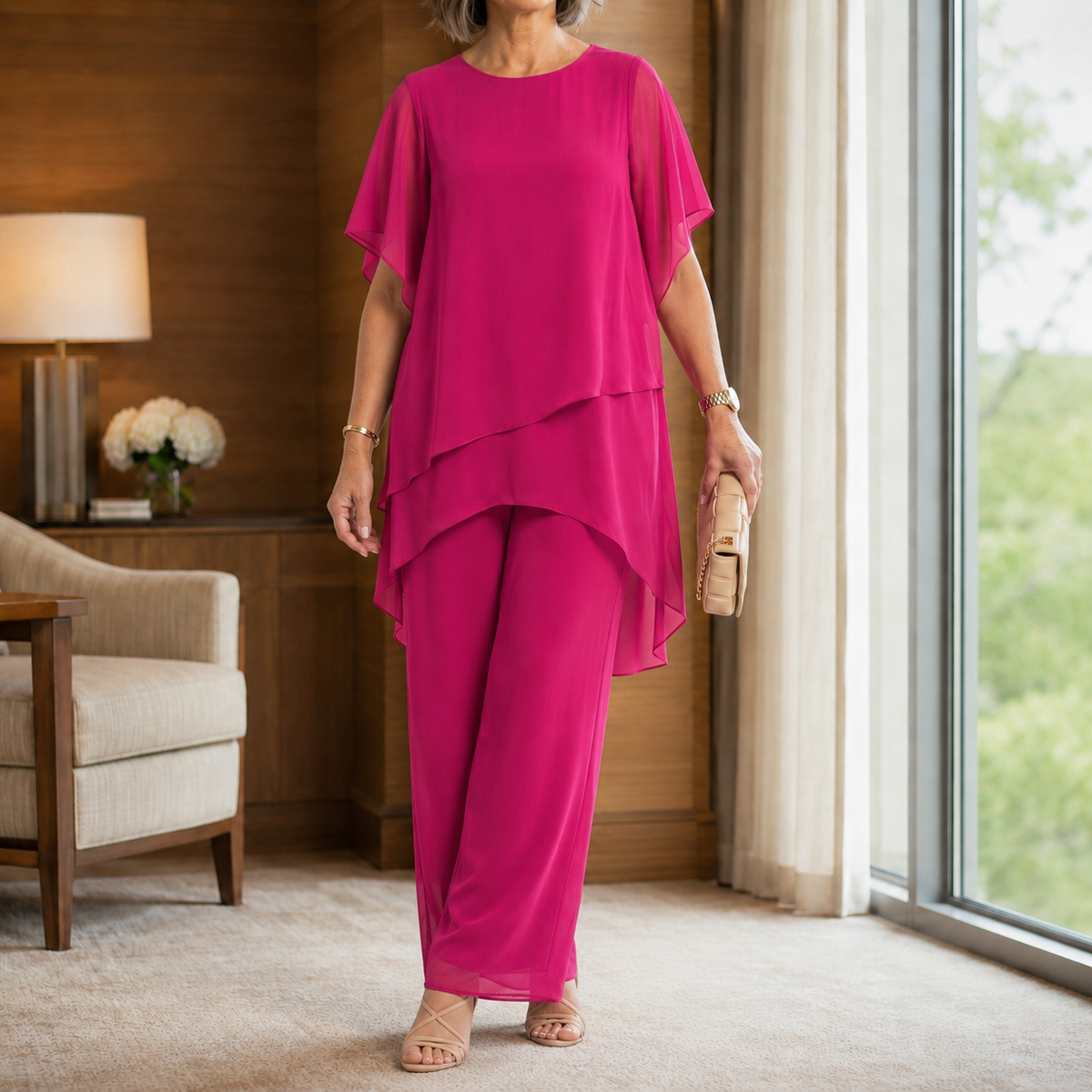 Women's Asymmetric Trouser Set UK – Elegant Co-ord – The Evelisse – image 4