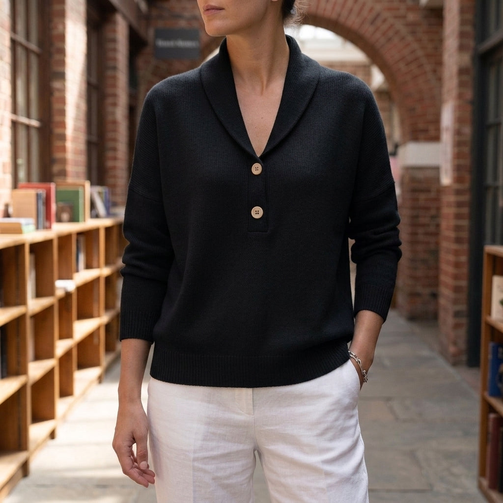 Women's Shawl Collar Jumper UK – Relaxed Knit – The Maudeline – image 4