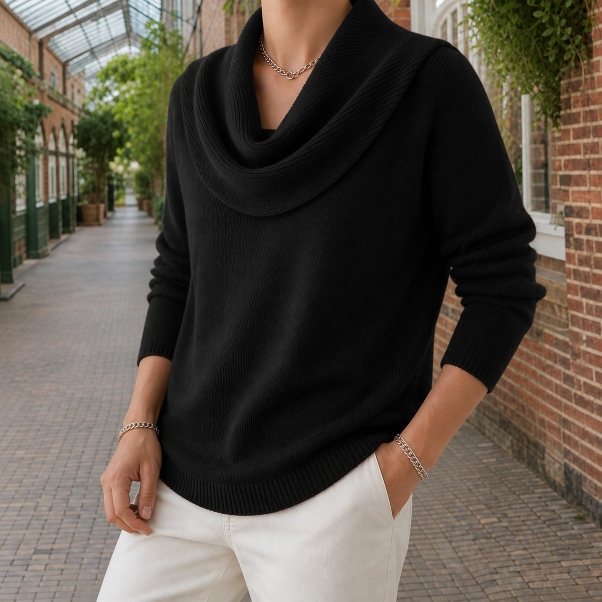 Women's Cowl Neck Jumper – relaxed soft knit – product view 5