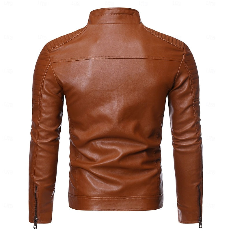 Men's pu leather biker jacket – The Chandler by Huna – view 3