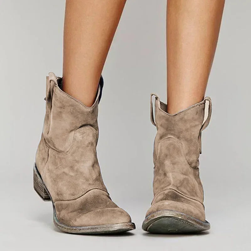 Women's Western Ankle Boots – pointed toe stitch detail, view 2 | The Briseis | Huna